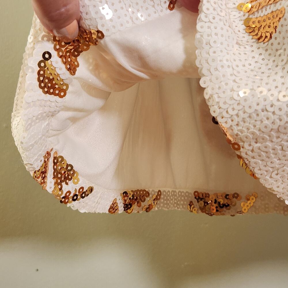 WHY DRESS NWT White & Gold Football Sequin Shorts, Size Large - Picture 10 of 13